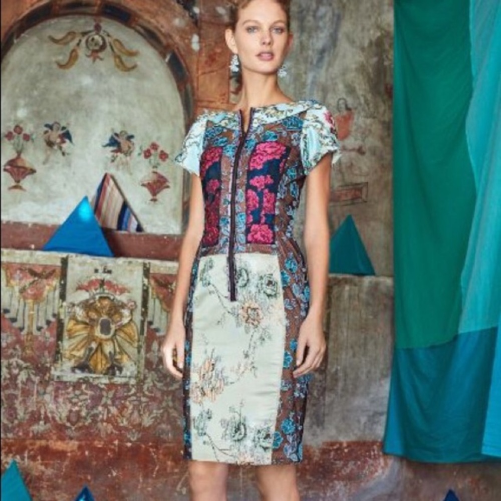 Byron Lars Pieced Brocade Dress